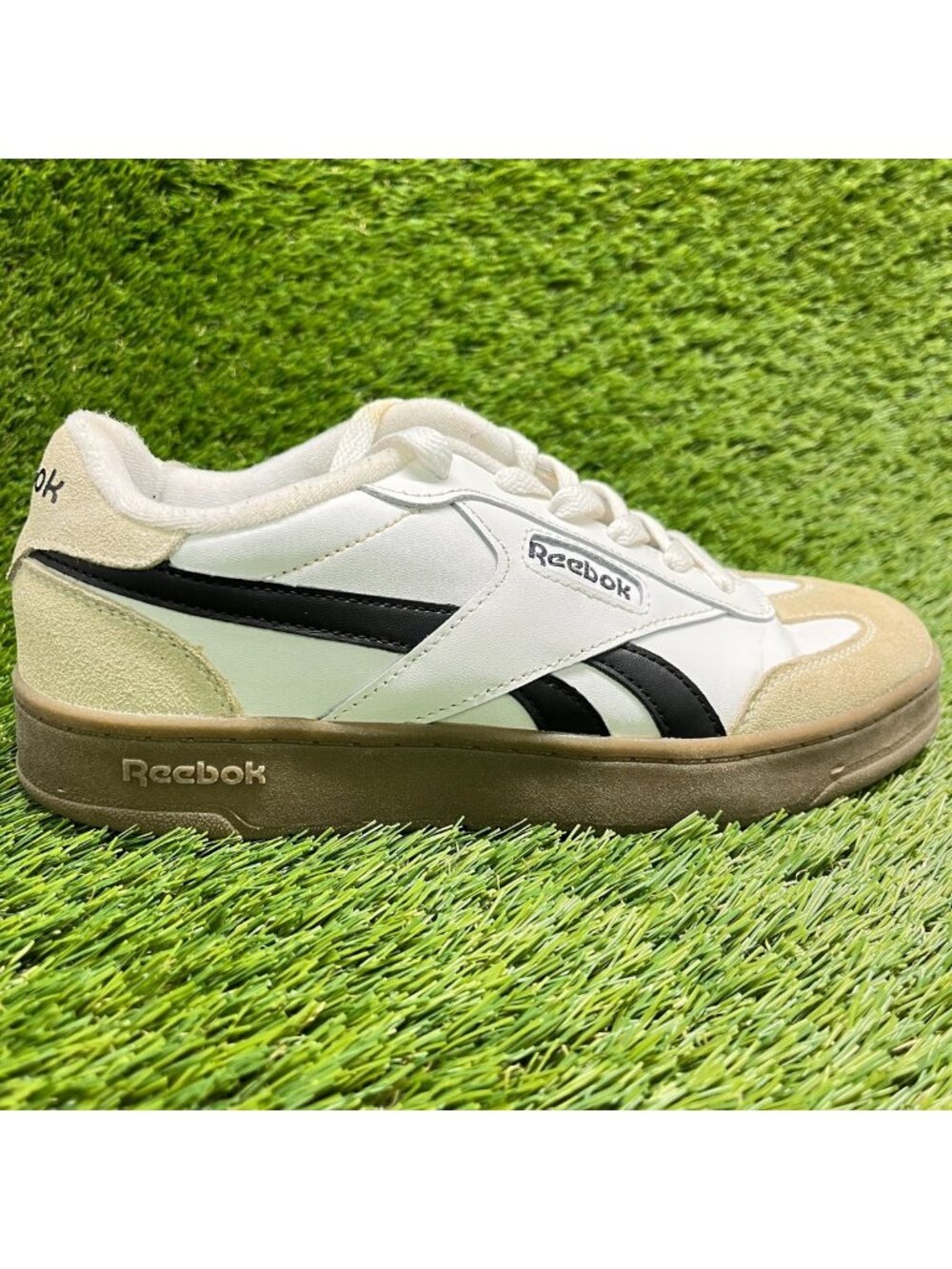 Reebok Forte Lounger Womens Size 7.5 White Black Athletic Leather Shoes Sneakers